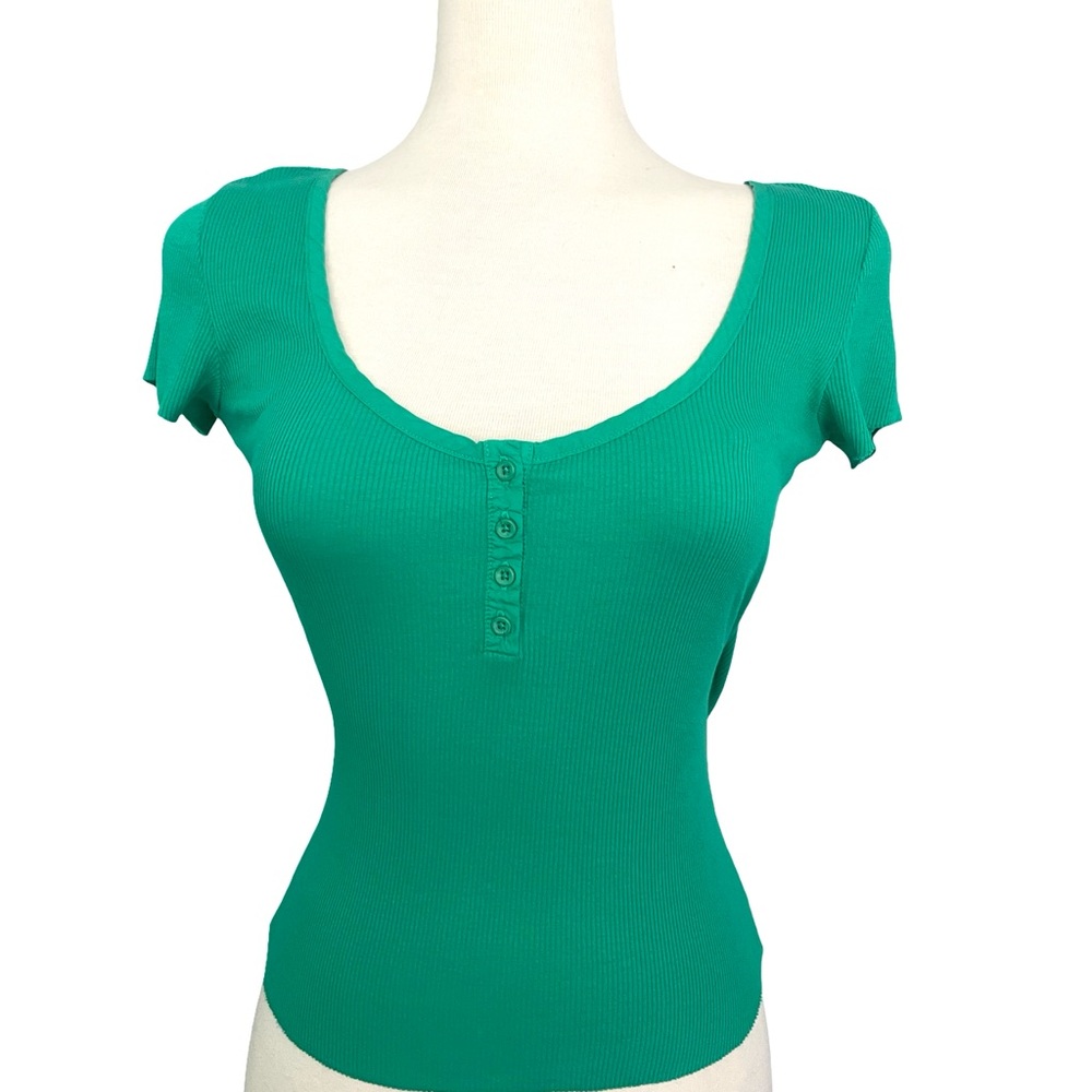 Nation LTD Green Fitted Cap Sleeve Bodysuit